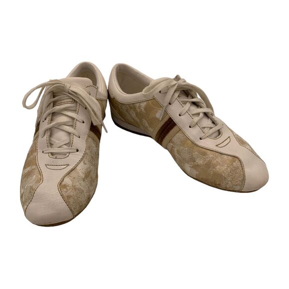 COACH Lissy ladies gold tone leather print sneakers US 8m - Picture 4 of 9